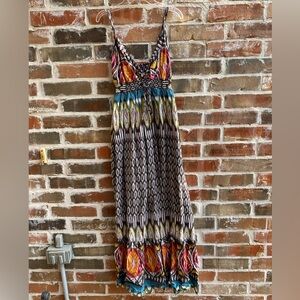 100% Cotton Boho Ikat print maxi dress Size M